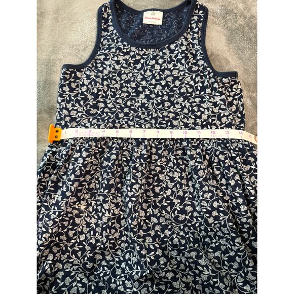 Hanna Andersson Size 8 Navy Blue Sleeveless‎ Knee Length Floral Razorback Dress - Picture 7 of 7